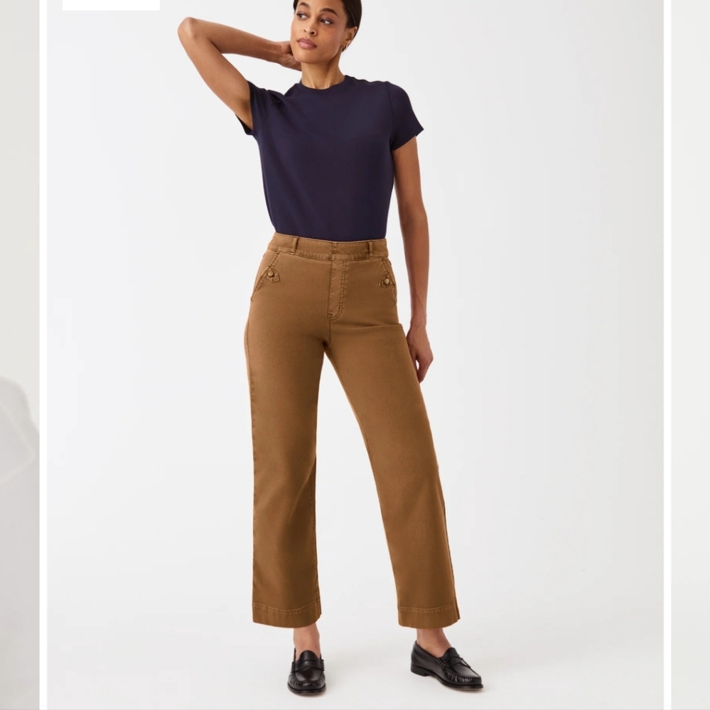SPANX Stretch Twill Cropped Wide Leg bronze glow med Petite